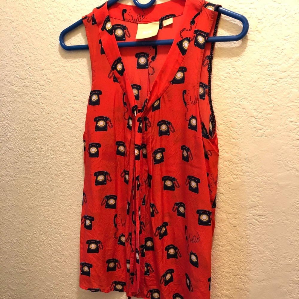 Maeve silk tie neck sleeveless blouse